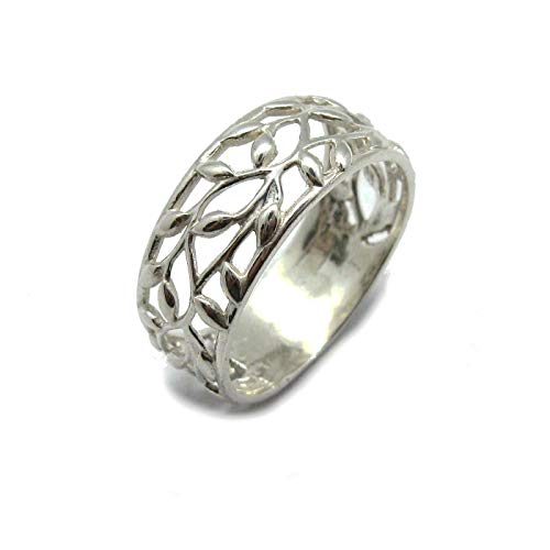 Bague en argent massif 925 bande florale R001821 Empress - Anneau femme ciselé