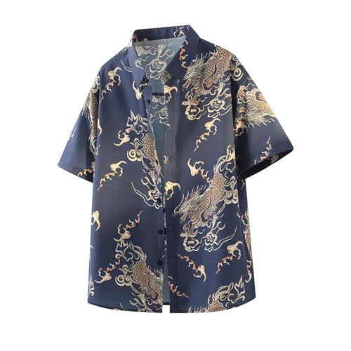 Chemise imprimé dragon pour homme avec col à revers traditionnel