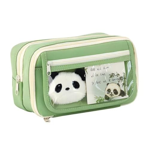 QZLSAYSL Trousse Fille，Trousse Scolaire Garcon，Sac Multi-Compartiments pour Fille, Petit Sac D'éTudiant (Vert Clair)