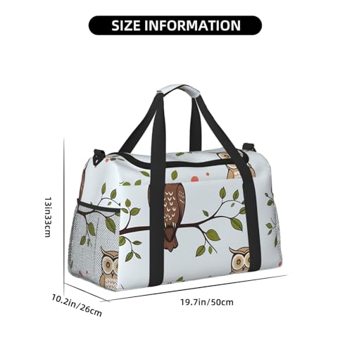 Owls Birds Print Travel Duffle Bag - Foldable Personal Item Travel Bag for Women & Men,Carry-On Convertible Crossbody Tote Bags with Adjustable Shoulder Strap & Pockets 13x10.2x19.7 in4