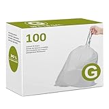Code G 8 Gallon 100 Count Heavy Duty Trash Bags 1.2 Mil THICK 8 Gallon / 30 Liter Drawstring White Garbage Can Liners Compatible with simpleman Code G | Heavy Duty Plastic Trash Bags