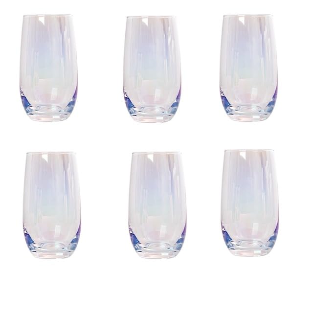 Iridescent Drinking Glasses Set of 6 13oz Highball Glasses for Water Juice and Beverages Set Of 6
