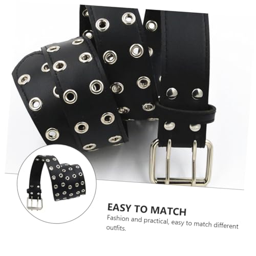 Men's Belt Belt Men Punk Belt Double Prong Buckle Leather Waistband Black for Lover and Friends3