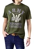 [FLAG ON CREW] (フラグオンクルー) 半袖 Tシャツ メンズ 半袖 吸汗速乾Tシャツ 空挺兵 陸軍兵 海兵隊 プリントt / D2K / LL 陸軍兵カーキ