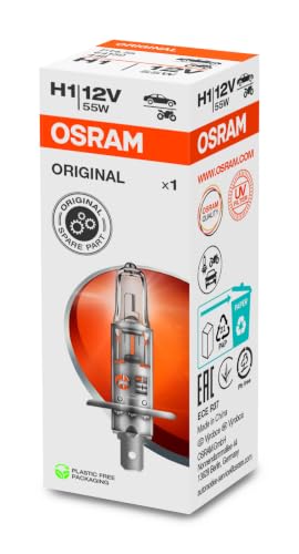 Osram ORIGINAL H1, Halogen-Scheinwerferlampe, 64150, 12V PKW, Faltschachtel (1 Stück)
