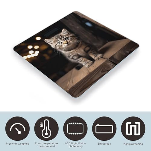 Báscula digital de baño con vidrio templado y pantalla LCD miniatura 3