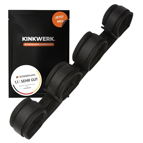 KINKWERK Spreizstange mit Hand- und Fußfesseln | 55 cm | Schwarz | Für BDSM-Einsteiger und Erfahrene | Doggystyle für Männer und Frauen