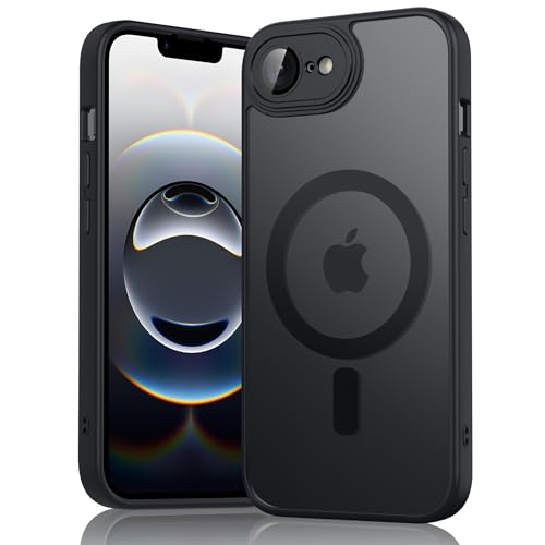 Amzpas Cover Magnetic per iPhone 16e, Custodia Protettiva Completa con Magsafe,Traslucida Opaca Posteriore Sottile Antiurto Protettiva Case per iPhone 16e (Nero)