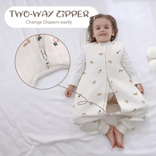 Image of Miracle Baby Sleep Sack with Feet, 1.0 TOG Sleeveless Sleeping Sack with Legs, Breathable Cotton Sleeping Bag for Toddlers