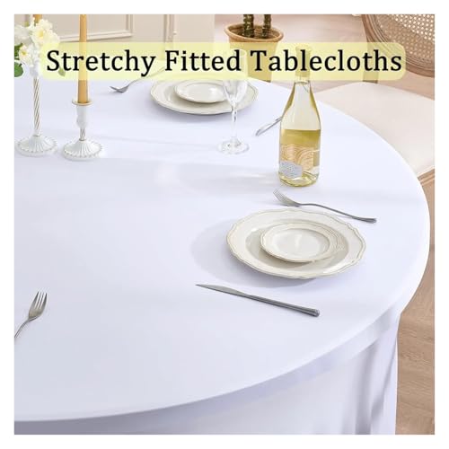 Jupe de table ronde élasthanne adieu les plis nappe extensible bleu - 4