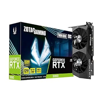 ZOTAC Placa de vídeo Gaming GeForce RTX 3060 Twin Edge OC 12GB GDDR6 192-bit 15 Gbps PCIE 4.0, refrigeração IceStorm 2.0, controle ativo do ventilador, parada de congelamento ZT-A30600H-10M