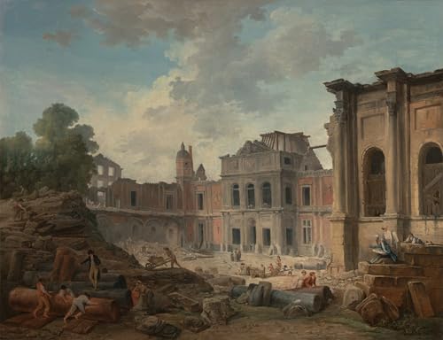Affiche Toile Démolition du château de Meudon par Hubert Robert 60x90cm