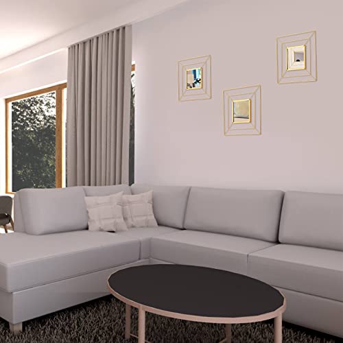 4 Set Square Gold Metal Mirrors for Home Décor - Horizontal or Vertical Wall Hanging