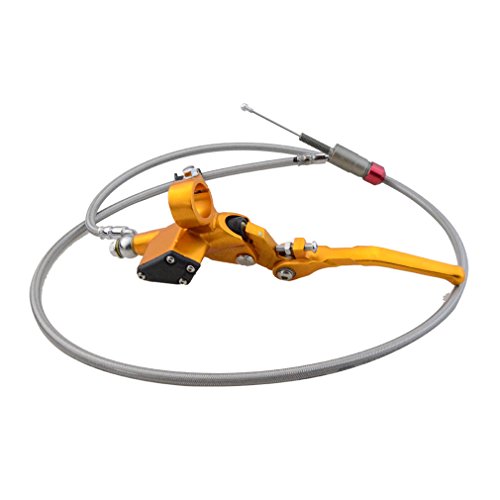 GOOFIT 1200 Mm Palanca De Embrague HidráUlico Cilindro Maestro DepóSito De Fluido La Palanca Reemplazo para 125cc-250cc Motor Vertical Off Road Motocicleta Pit Dirt Bike Motocross ATV Quad Gold