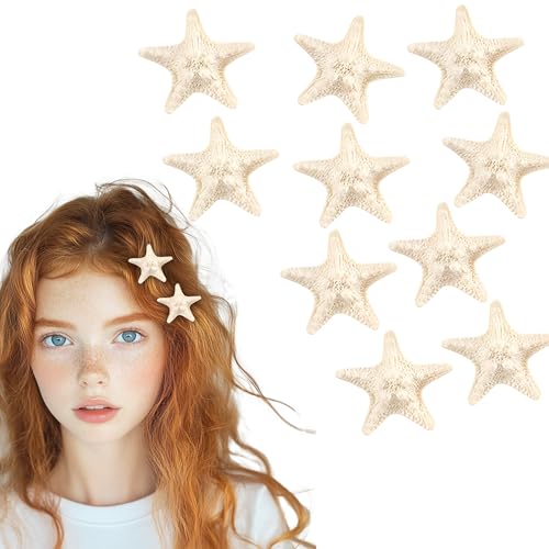 10Pcs Starfish Hair Clips for Women,Mermaid Hair Clips Resin Sea Beach Hair Barrettes Pins,Mermaid Headpiece Beach Shell Hair Alligator Clips for Women Girls Christmas Gift