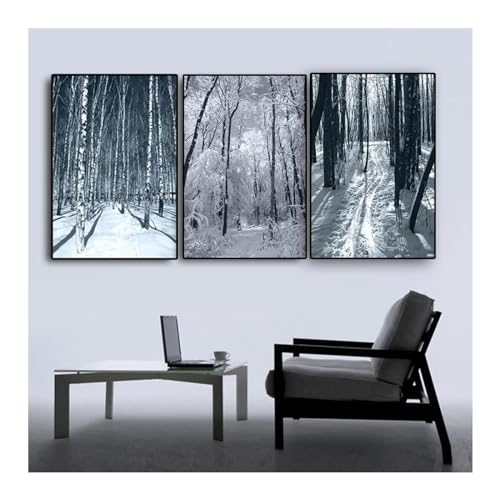Peinture sur toile forêt nordique pour créer un salon zen et design minimaliste