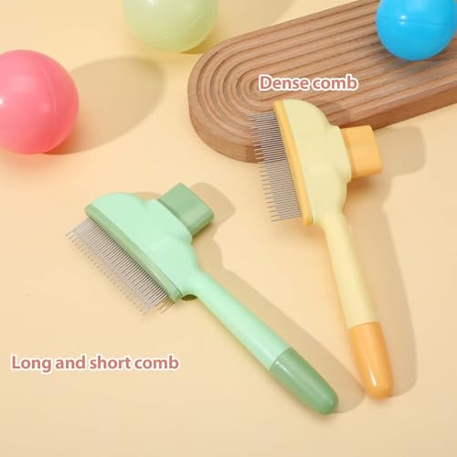 Hpmjz 2 Stück Fellbürste Katze Katzenbürste Selbstreinigender Flohkamm Selbstreinigende Haustierbürste mit Auslöseknopf Edelstahl-Metallzahnkamm für Hunde Reinigung Von Losem Verknotetem Fell