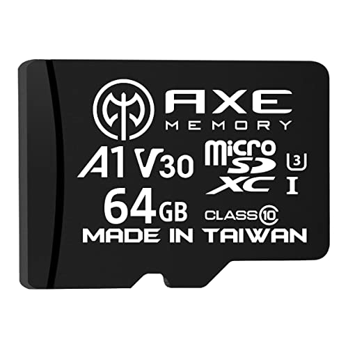 AXE 64GB MicroSDXC-Speicherkarte + SD Adapter mit A1 App Performance, V30, UHS-I U3, 4K