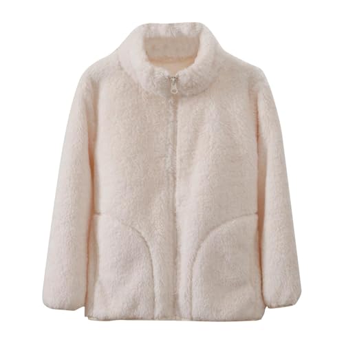 Boys Girls Fluffy Plush Jacket Full Zip Open Front Fuzzy Outwear Casual Comfortable Sports Outdoor Sweatshirt Outwear