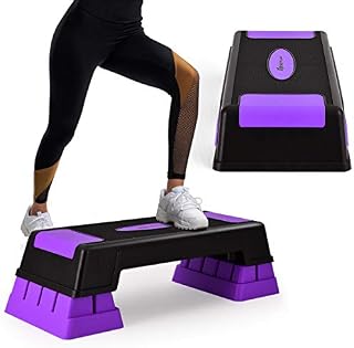 COSTWAY Aerobic Stepper, 2/3 Levels Height Adjustable Exercise Step Platform with Risers and Non-Slip Surface, Workout Fitness Step Board for Home Gym