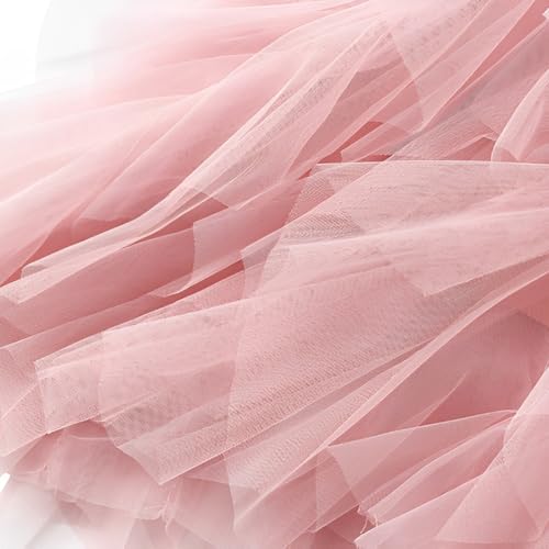 Women's Tutu Tulle A-Line Layered Mesh Midi Skirt, Layered Tulle Skirt Midi Mesh High-Waisted Skirt Long Fairy Skirt, Pink4
