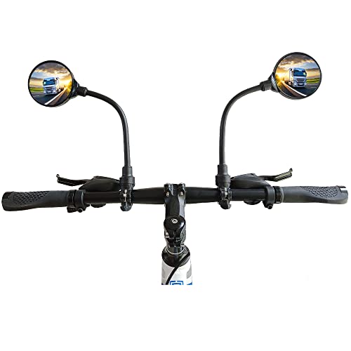 Image of RYANGO Bike Mirror 2 Pack, Adjustable Bike Mirrors Handlebar Rearview Mirror, Acrylic Convex Round Bike Rear View Mirrors for Handlebars Mount, Bicycle Mirror For E-bike Scooter