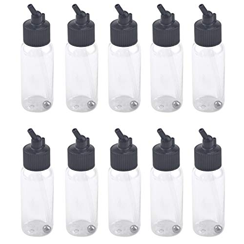 Tulead Plastic Jar Bottles Airbrush Paint Bottles 30ML Dual-Action Siphon Suction Feed Airbrush Accessories Pack of 10