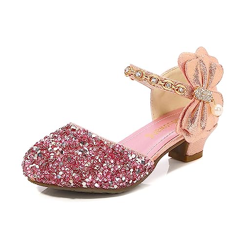 Little Girls Pretty Glitter Dress Sandals Low Heels Party Wedding Flower Girls Pumps Shoe for Kid Toddler