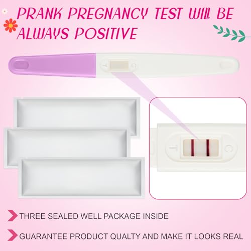 Image of Skylety 3 Pack Fake Pregnancy Test Prank Kit - April Fools' Day Realistic Positive Result Joke Sticks Prank Fake Early Result Pregnancy Test for Hilarious Gags and Practical Jokes(Purple)