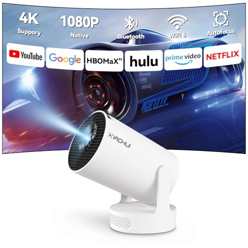 XIAOHUI Mini Projector, 2025 Portable Smart Projector with WiFi and Bluetooth, 1000 Lumens, 150-inch Display, LCD LED Technology