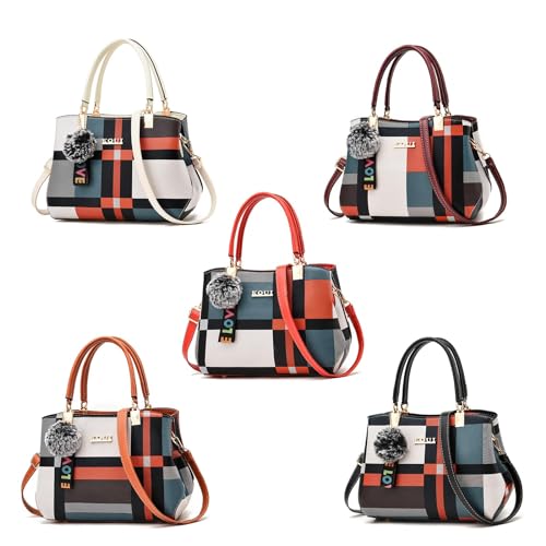 PURPLELILY Crossbody Bag Vintage Shoulder Bag for Women Fashion Messenger Bag with Hairball Handbag Versatile Leather Bag3