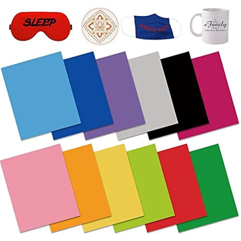DoreenBow 12PCS Solid Color Infusible Transfer Ink Sheets 12 x 10 inch Sublimation Sheets Infusable Printable Transfer Ink Sublimation Transfer Paper for Mug T-Shirts Bags Cover