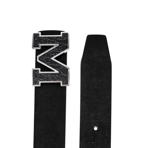 Image of Aurolran Men&Womens Leather Dress Belt Business Automatic Buckle Belt Color-Black Silver Gold