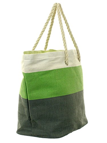 DivaDesigns Over Sized Summer Striped Beach Tote Bag Green2