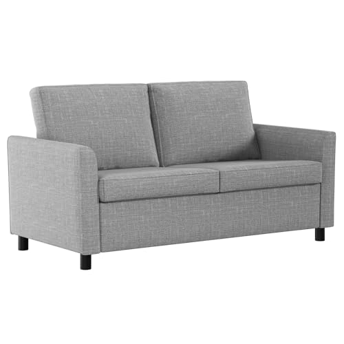 YODOLLA Petit Canapé 2 Places Moderne avec Housses de Coussins et d'Oreillers Amovibles, Canapé en Lin Confortable pour Salon, Appartement, Bureau, Gris Clair