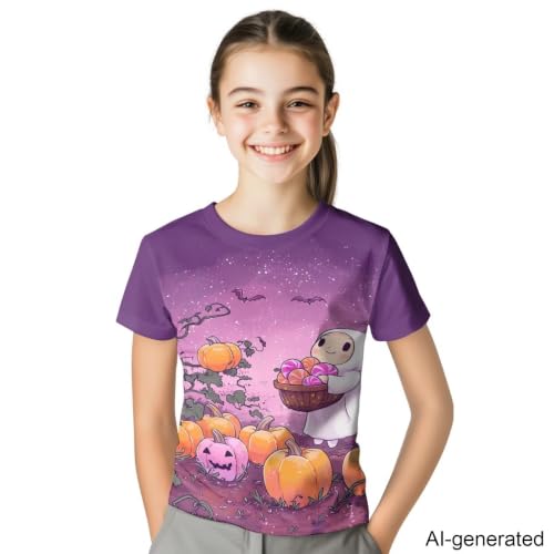 Image of Novelty 3D Graphic T Shirts for Kids Crew Neck Funny Animal Print Short Sleeve Girls Tshirts 3-16 Years