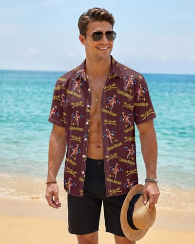 Image of 99TIMORO Tropical Printed Men's Hawaiian Shirts Short Sleeve Top | Culture Character Button Down Shirt Lightweight Breathable Beach Vacation Business Casual Summer Gifts Classic Fit