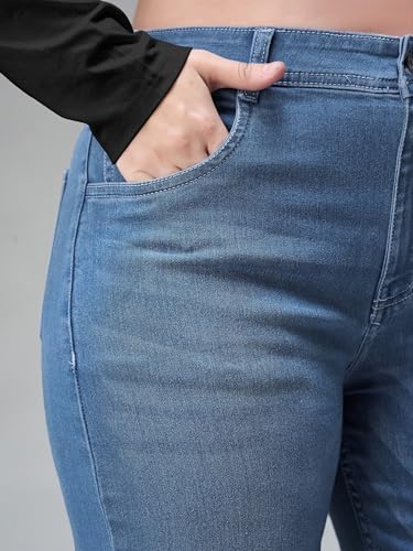 Image of Miss Chase A+ Women's Wide-Leg High Rise Regular-Length Stretchable Denim Jeans
