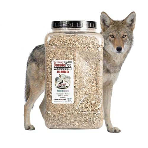 PredatorPee CoyotePee YardCover Shakin Flakes Natural Deterrent for Deer Raccoons Groundhogs & More Easy Spread Granules 128 oz