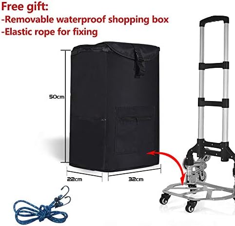 Yinleader aluminium stair climbing trolley, folding trolley, extremely robust, extra long 106 cm handle, four 360° universal wheels, includes shopping box and expander rope