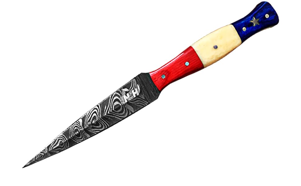 Novahaven Vielseitiges 23 cm Küchen- und Outdoormesser – Damaststahlklinge, Perfekt für Fischreinigung, Fleisch- und Gemüseschneiden sowie Outdoor-Aktivitäten by (Multi colour)