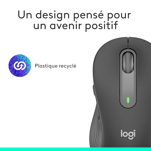 Logitech Signature M650 L Souris sans fil Grande Taille - Pour Mains Larges, Pile 2 ans, Clics Silencieux, Boutons de Côtés Programmables, Bluetooth, PC/Mac/Multi-Device/Chromebook - Gris