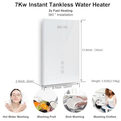 Electric Instant Heat Tankless, 7KW,240V Endless On-Demand Water Heater, Small, Self-Regulating, Energy Saving, Suitable for Faucets, Sinks, Kitchens, Cabinets, Summer can Take a Bath