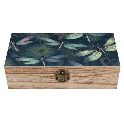 Boîte de rangement bois couvercle libellule coffret bijoux secret