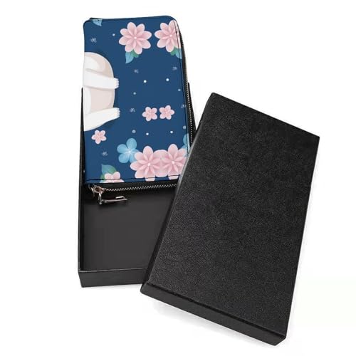 Cute Cat Japanese Leather Wallet Fashion Bifold Purse Long Pouch with Wrist Strap for Men Women3