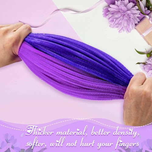 Image of Peryiter 500 Pcs Pipe Cleaners for DIY Flower Bouquets, Chenille Stems for Graduation Bouquet Crafts, Fuzzy Sticks for Handmade Flowers, DIY Gift, Art Projects(Purple,12 Inch)