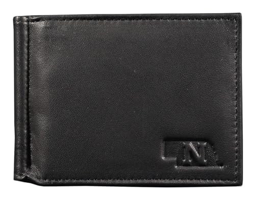 Rico Nebraska Cornhuskers Genuine Black Leather Money Clip Wallet RFID Blocking