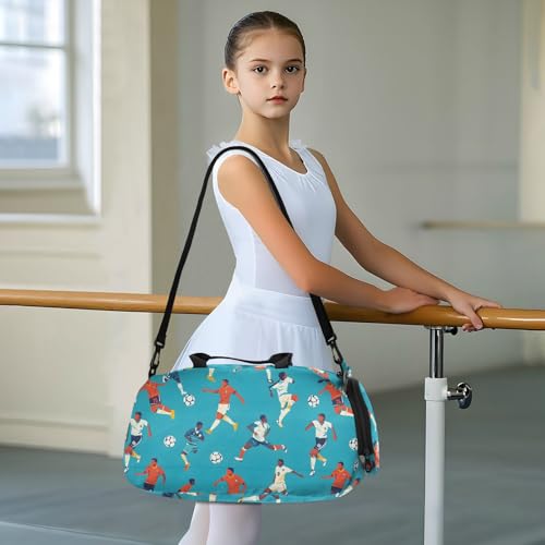 Duffle Bag for Boys or Girls with Shoes Compartment, Athlete Soccer Pattern Sports Travel Bag Overnight3