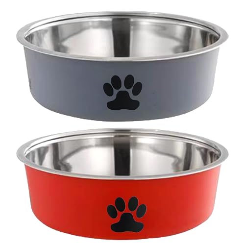 MAMATOONS 2PCS Stainless Steel 30oz(900ml) Pet Dog Bowls Cat Bowls with Anti-Skid Base Water & Food Bowls For Dogs & Cats