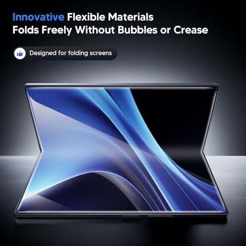 Image of Hoerrye Screen Protector for Samsung Galaxy Z Fold 7 - 9H+ Hardness for Tempered Glass, [Fingerprint Unlock] Inner Soft TPU, HD Clear Tempered Glass 9H Screen Protector, Pack of 2